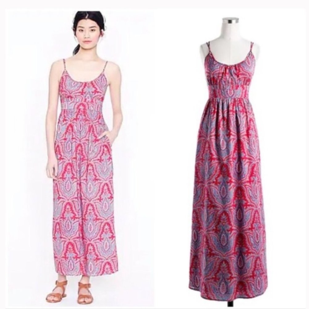 [J. Crew] Red White Blue Paisley Summer Maxi Dress